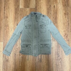 Express Olive Green Military Utility Jacket Womens XS Full Zip Streetwear